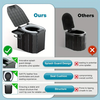 Portable folding toilets with PU seat cushions and portable toilets with covers, suitable for RVS, cars, camping and hiking - Image 8