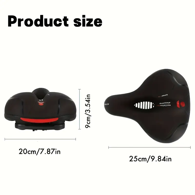 Wide, cushioned, and shock-absorbing bike saddle with memory foam and waterproof design – ensures ultimate comfort and support for every ride, whether on MTB, road, or indoor exercise bikes. - Image 4