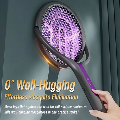 2-in-1 foldable and extendable electric mosquito swatter and purple insect lamp rechargeable fly swatter - USB-powered extendable pole, suitable for indoor, office, backyard, camping - portable mosquito killer, modern aesthetics, durable structure - Image 3