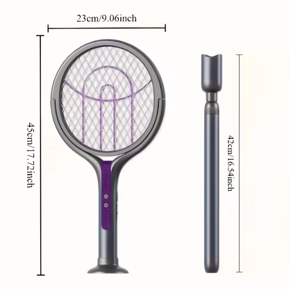 2-in-1 foldable and extendable electric mosquito swatter and purple insect lamp rechargeable fly swatter - USB-powered extendable pole, suitable for indoor, office, backyard, camping - portable mosquito killer, modern aesthetics, durable structure - Image 5