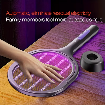 2-in-1 foldable and extendable electric mosquito swatter and purple insect lamp rechargeable fly swatter - USB-powered extendable pole, suitable for indoor, office, backyard, camping - portable mosquito killer, modern aesthetics, durable structure - Image 7