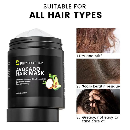 250ml Avocado & Coconut Oil Nourishing Hair Mask: Deeply moisturizing and nourishing, radiating natural radiance, smooth and non-frizzy - Image 3