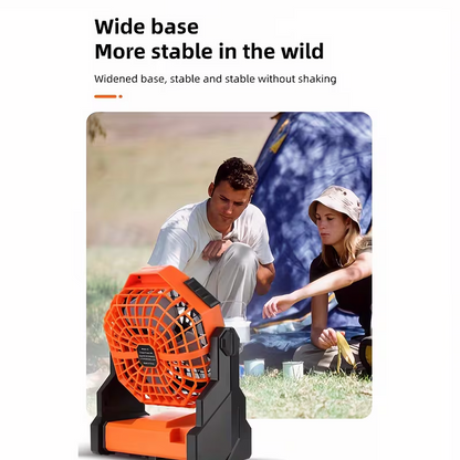 A portable outdoor camping fan with adjustable brightness, LED light strip hook, USB rechargeable, built-in 7800mAh battery for long battery life, 270° adjustable outdoor cooling fan, stepless speed change, silent, suitable for camping, terraces, pets, an - Image 7