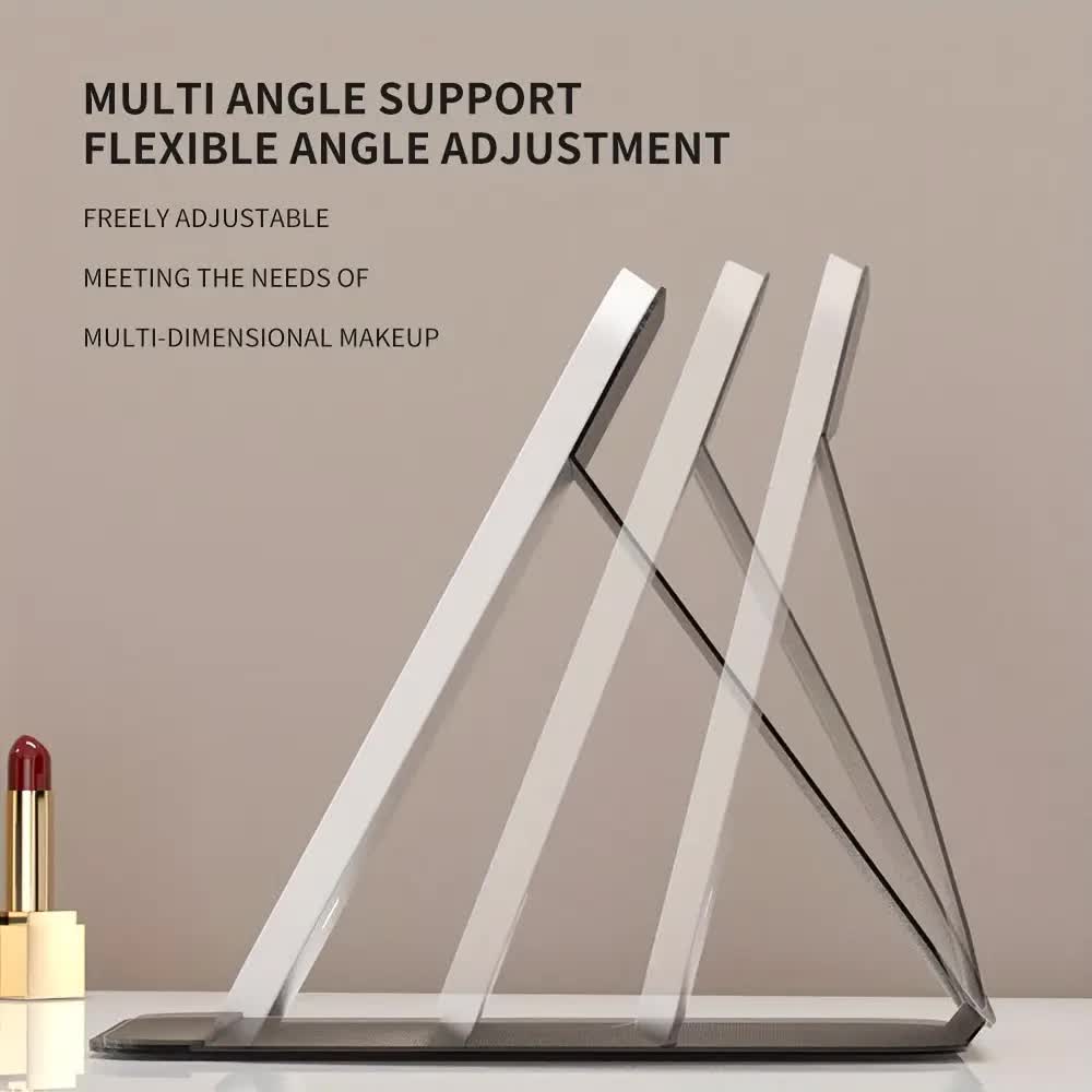 LED folding makeup mirror with light, portable travel beauty mirror with light, three-color adjustable light, touch screen, rechargeable - Image 5
