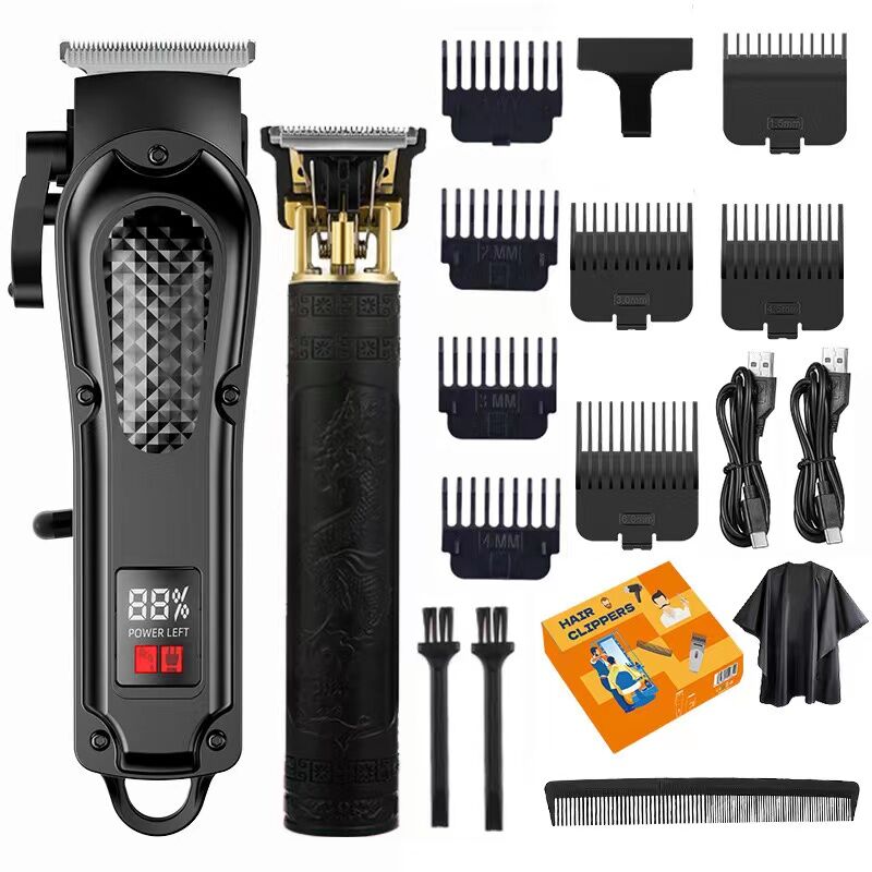 electric hair clipper two-piece set features a trendy and convenient design to meet the needs of family haircuts.   It is safe and easy to operate, providing powerful and precise trimming for styling, beard and sideburns care.   It can easily create an el - Image 3