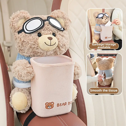 A cute car tissue holder and trash can in one, a creative car storage rack, and a car handrail for storing interior accessories - Image 2