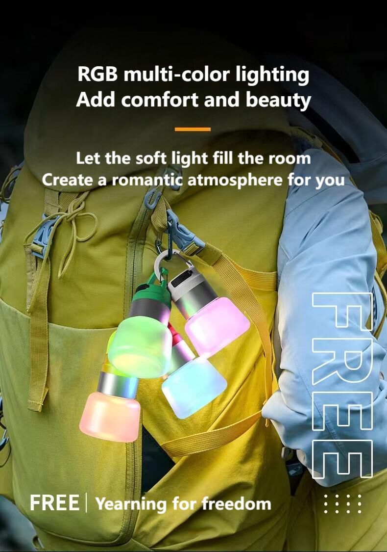 Two random color (green - yellow - white - red) outdoor camping lights, convenient for hiking, multi-scenario water bottle lights, ambient lights, suspended hanging lights with focused light - Image 5