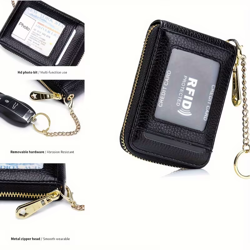 Casual style multi-compartment zipper wallet: Cards and loose change are neatly sorted - Image 3