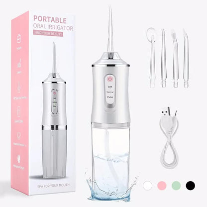 Wireless electric water toothbrush set, equipped with 4 nozzle heads - 360° rotatable nozzles, USB charging, lithium battery, suitable for daily teeth and gum cleaning, suitable for both men and women, is the perfect gift for the holidays. Dental cleaning