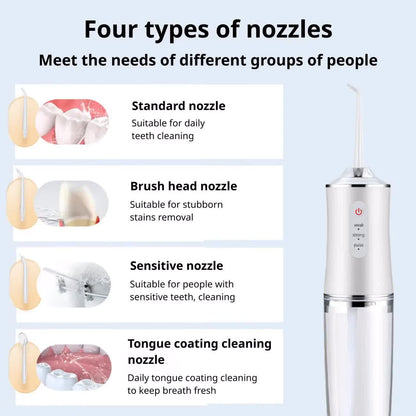 Wireless electric water toothbrush set, equipped with 4 nozzle heads - 360° rotatable nozzles, USB charging, lithium battery, suitable for daily teeth and gum cleaning, suitable for both men and women, is the perfect gift for the holidays. Dental cleaning - Image 3
