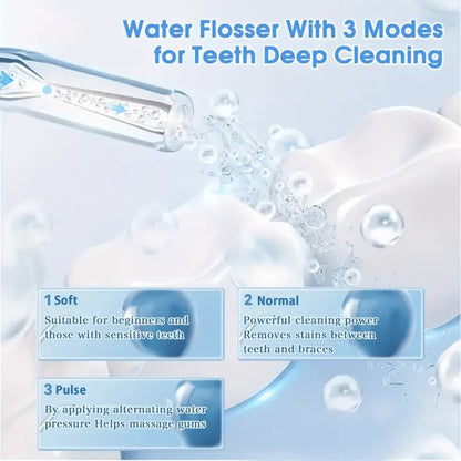 Wireless electric water toothbrush set, equipped with 4 nozzle heads - 360° rotatable nozzles, USB charging, lithium battery, suitable for daily teeth and gum cleaning, suitable for both men and women, is the perfect gift for the holidays. Dental cleaning - Image 6