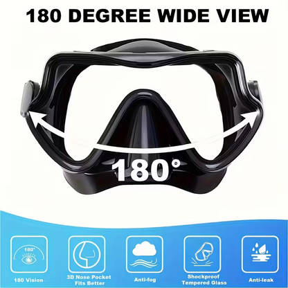 Snorkeling mask breathing tube set, large frame silicone mask, leak-proof and anti-fog snorkeling mask, swimming goggles for men and women - Image 2