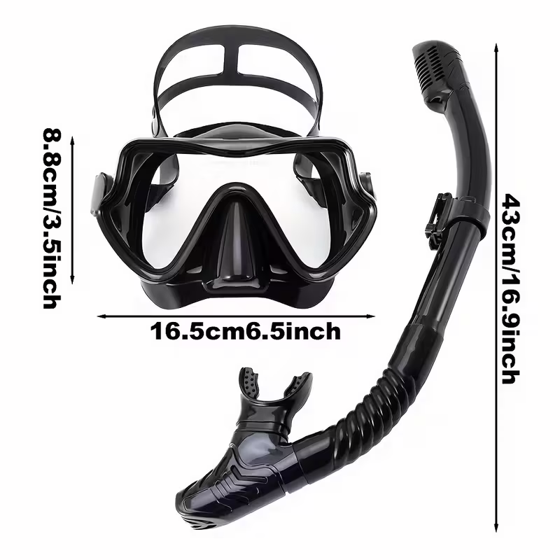 Snorkeling mask breathing tube set, large frame silicone mask, leak-proof and anti-fog snorkeling mask, swimming goggles for men and women - Image 4