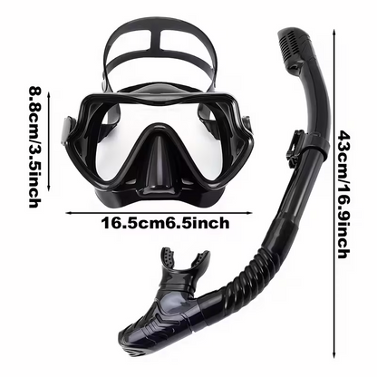 Snorkeling mask breathing tube set, large frame silicone mask, leak-proof and anti-fog snorkeling mask, swimming goggles for men and women - Image 4