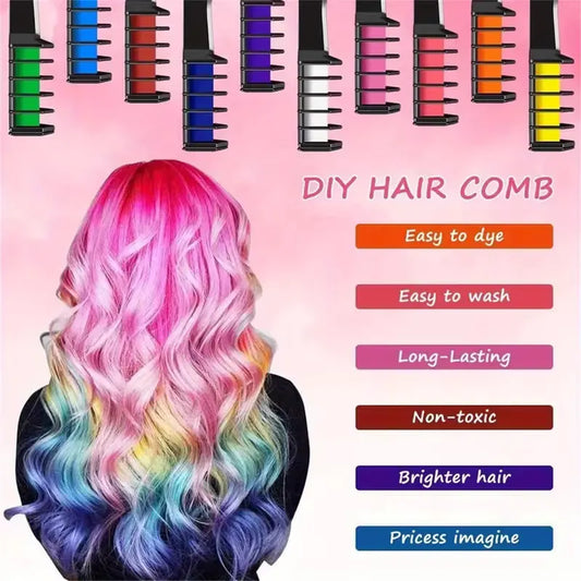 10-color washable temporary hair dye powder set! Safe and non-damaging to hair! Powder comb design! Creative styling products for girls - Image 2