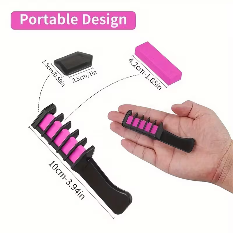 10-color washable temporary hair dye powder set! Safe and non-damaging to hair! Powder comb design! Creative styling products for girls - Image 6
