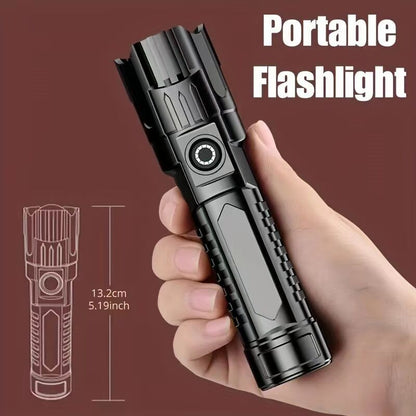 1 USB rechargeable flashlight, ultra-bright LED handheld outdoor emergency light, with telescopic zoom, wide beam, 1800mAh lithium battery, 150 lumens, suitable for camping, hiking, exploration and daily use, camping flashlight - Image 2