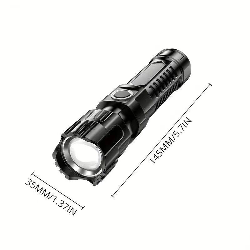 1 USB rechargeable flashlight, ultra-bright LED handheld outdoor emergency light, with telescopic zoom, wide beam, 1800mAh lithium battery, 150 lumens, suitable for camping, hiking, exploration and daily use, camping flashlight - Image 4