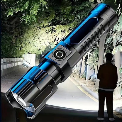 1 USB rechargeable flashlight, ultra-bright LED handheld outdoor emergency light, with telescopic zoom, wide beam, 1800mAh lithium battery, 150 lumens, suitable for camping, hiking, exploration and daily use, camping flashlight - Image 9