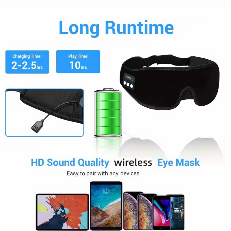 1 3D wireless sleep mask with 5.2BT headphones, the best sleep mask, Type-C charging cable built-in, wireless music eye mask, suitable for both men and women, wireless sleep mask, sleep eye mask, travel sleep aid, portable sleep solution, soft ear pads, l - Image 6