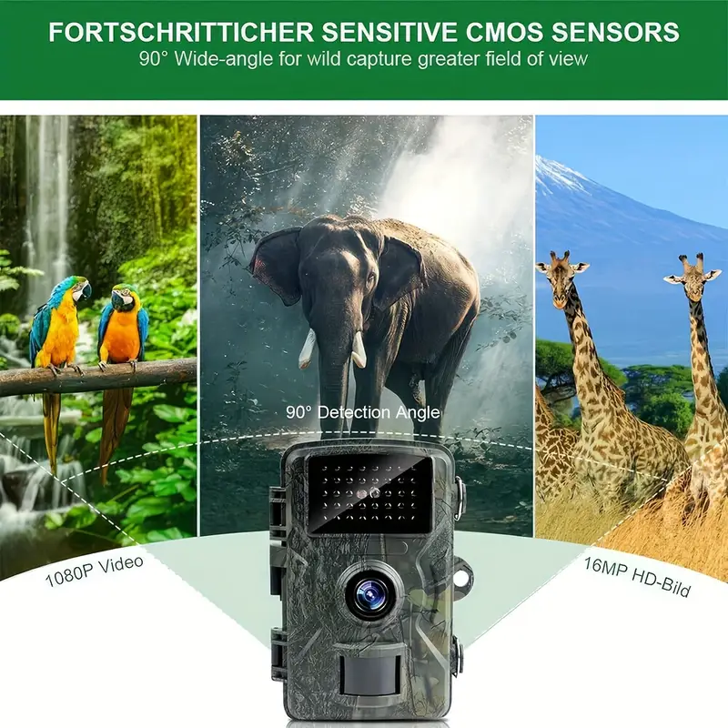 Hiking and hunting camera with night vision function, high-definition, 0.8s trigger, 120 ° wide-angle lens, used for outdoor camping, wildlife monitoring, home security monitoring, orchard monitoring (battery not included) - Image 3