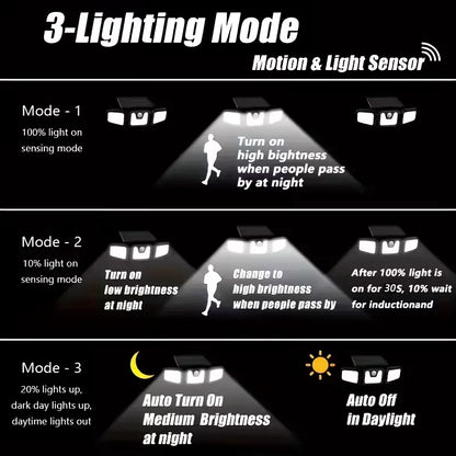 (2-piece set)74 LED solar sensor lights with motion sensors, 3-level brightness mode outdoor wall lights, suitable for front doors, courtyards, garages, and terraces - Image 5