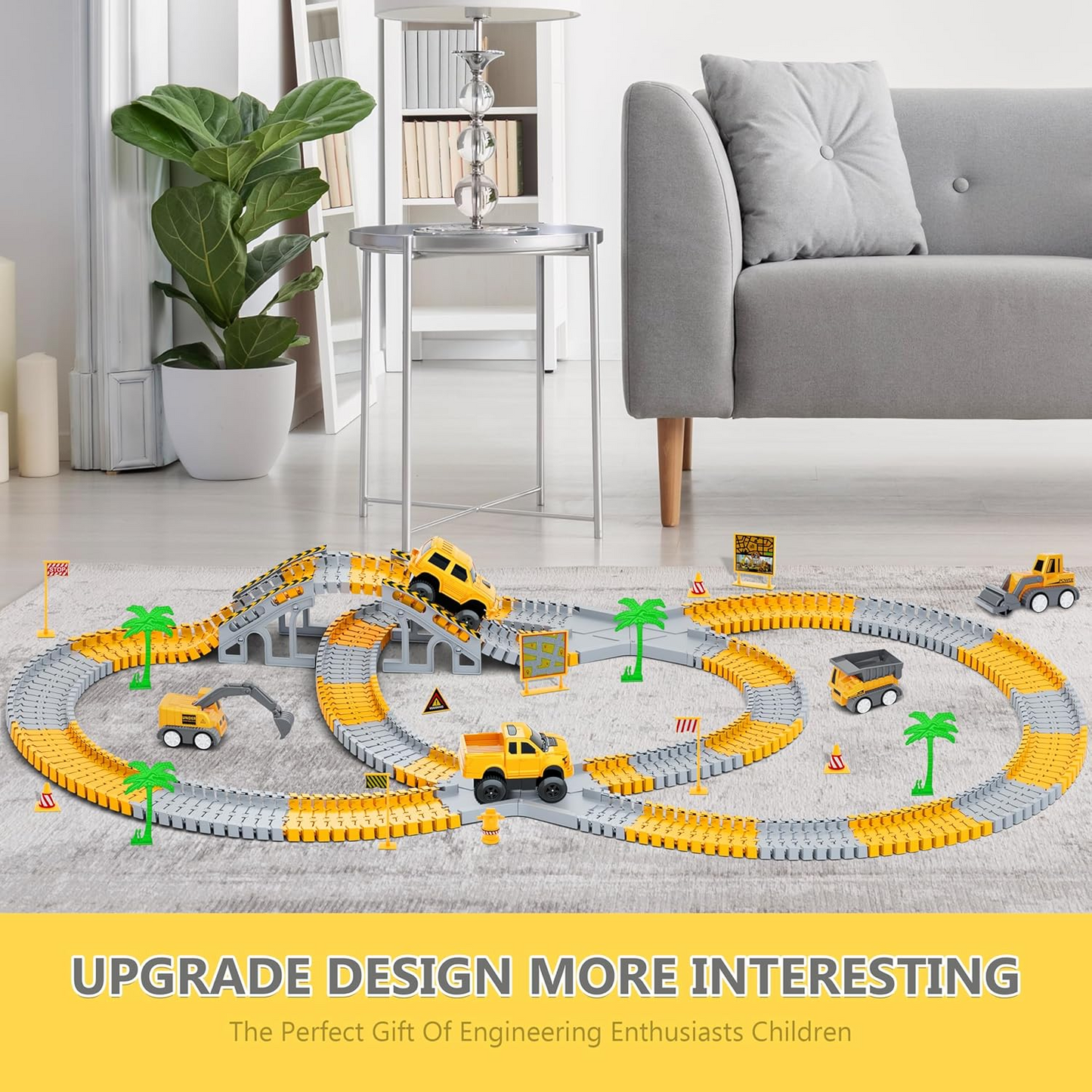 343 track-building sets, track-course - STEM learning toys, construction vehicles (concrete mixers, dump trucks), Track-birthday/Christmas gifts for boys - Developing motor skills and creativity - Compatible with the major - Image 5