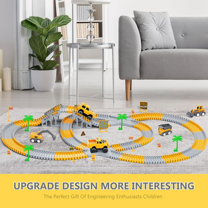 343 track-building sets, track-course - STEM learning toys, construction vehicles (concrete mixers, dump trucks), Track-birthday/Christmas gifts for boys - Developing motor skills and creativity - Compatible with the major - Image 5