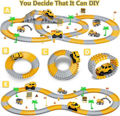 343 track-building sets, track-course - STEM learning toys, construction vehicles (concrete mixers, dump trucks), Track-birthday/Christmas gifts for boys - Developing motor skills and creativity - Compatible with the major - Image 7