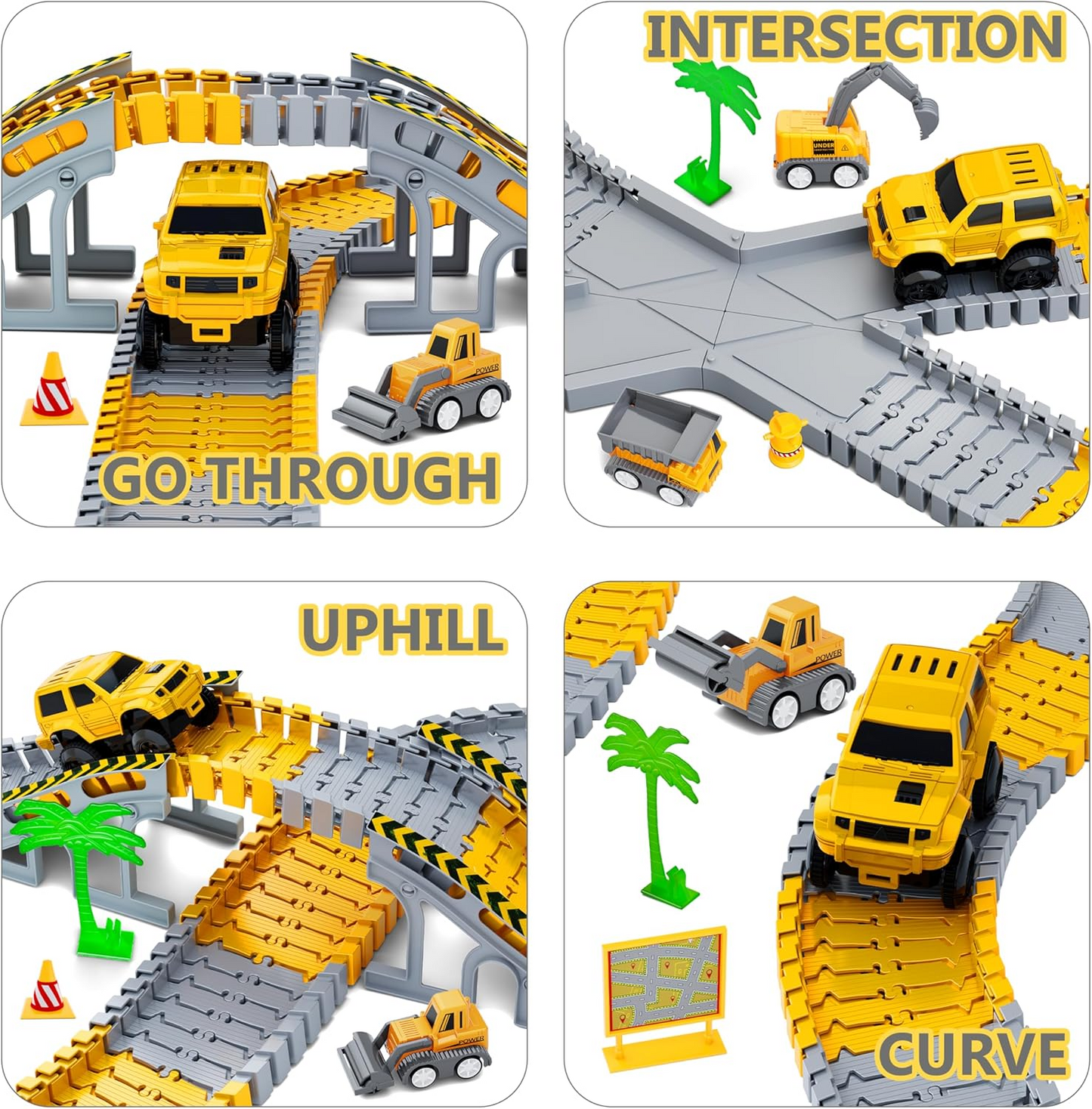 343 track-building sets, track-course - STEM learning toys, construction vehicles (concrete mixers, dump trucks), Track-birthday/Christmas gifts for boys - Developing motor skills and creativity - Compatible with the major - Image 8