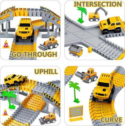 343 track-building sets, track-course - STEM learning toys, construction vehicles (concrete mixers, dump trucks), Track-birthday/Christmas gifts for boys - Developing motor skills and creativity - Compatible with the major - Image 8