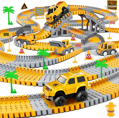 343 track-building sets, track-course - STEM learning toys, construction vehicles (concrete mixers, dump trucks), Track-birthday/Christmas gifts for boys - Developing motor skills and creativity - Compatible with the major - Image 9