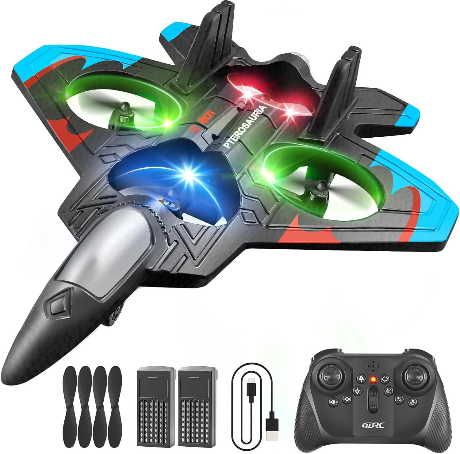 Global Hit K500Max Toy RC Drone - Hand Launch / One-Key Takeoff, 360° Stunt Flips. Equipped with a multi-function remote controller for easy control, featuring headless mode, stable hovering, adjustable speed settings, and cool colorful LED lights. Delive - Image 3