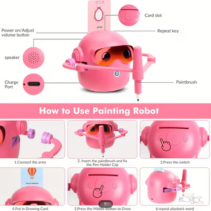 Smart Children's Drawing Robot, an automatic drawing robot toy and interactive educational painting machine. This intelligent robot is a fun educational toy, equipped with 100 cards, suitable for boys and girls aged 3 and above. It makes a perfect gift fo - Image 6
