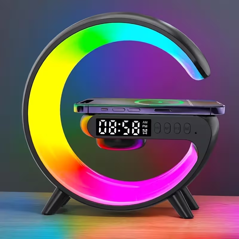 Wireless speaker with mobile phone charger; Creative ambient light night light; multi-functional music speaker suitable for teenagers and adults; bedroom bedside sound gift