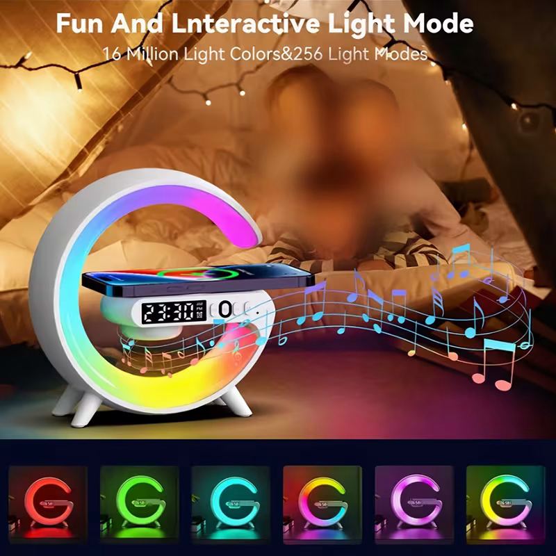 Wireless speaker with mobile phone charger; Creative ambient light night light; multi-functional music speaker suitable for teenagers and adults; bedroom bedside sound gift - Image 4