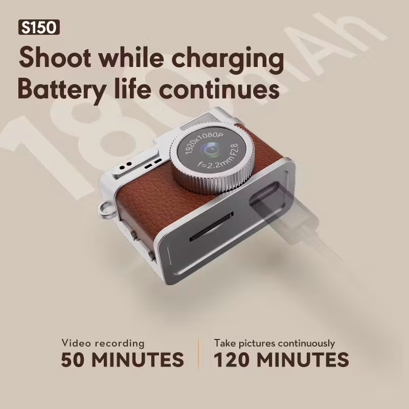 Mini camera retro version, wearable mini camera - 1080P high-definition video, 0.96-inch IPS screen, LED fill light, 17.5-gram ultra-light portable, suitable for Vlog shooting and travel, small pocket-sized photo recorder with 32GB card - small compact mi - Image 2