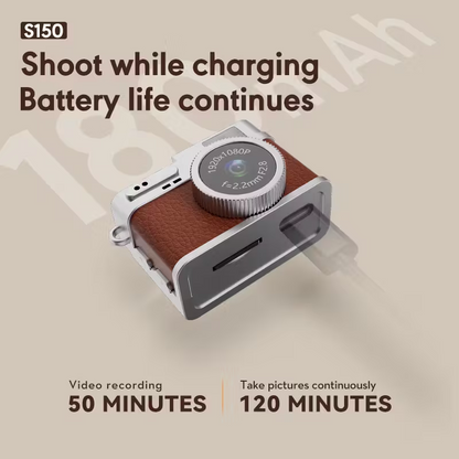 Mini camera retro version, wearable mini camera - 1080P high-definition video, 0.96-inch IPS screen, LED fill light, 17.5-gram ultra-light portable, suitable for Vlog shooting and travel, small pocket-sized photo recorder with 32GB card - small compact mi - Image 2