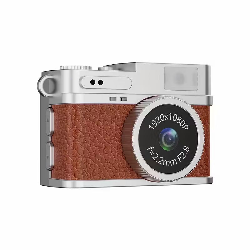 Mini camera retro version, wearable mini camera - 1080P high-definition video, 0.96-inch IPS screen, LED fill light, 17.5-gram ultra-light portable, suitable for Vlog shooting and travel, small pocket-sized photo recorder with 32GB card - small compact mi - Image 3