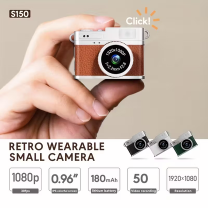 Mini camera retro version, wearable mini camera - 1080P high-definition video, 0.96-inch IPS screen, LED fill light, 17.5-gram ultra-light portable, suitable for Vlog shooting and travel, small pocket-sized photo recorder with 32GB card - small compact mi - Image 5