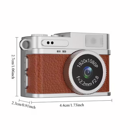 Mini camera retro version, wearable mini camera - 1080P high-definition video, 0.96-inch IPS screen, LED fill light, 17.5-gram ultra-light portable, suitable for Vlog shooting and travel, small pocket-sized photo recorder with 32GB card - small compact mi - Image 6