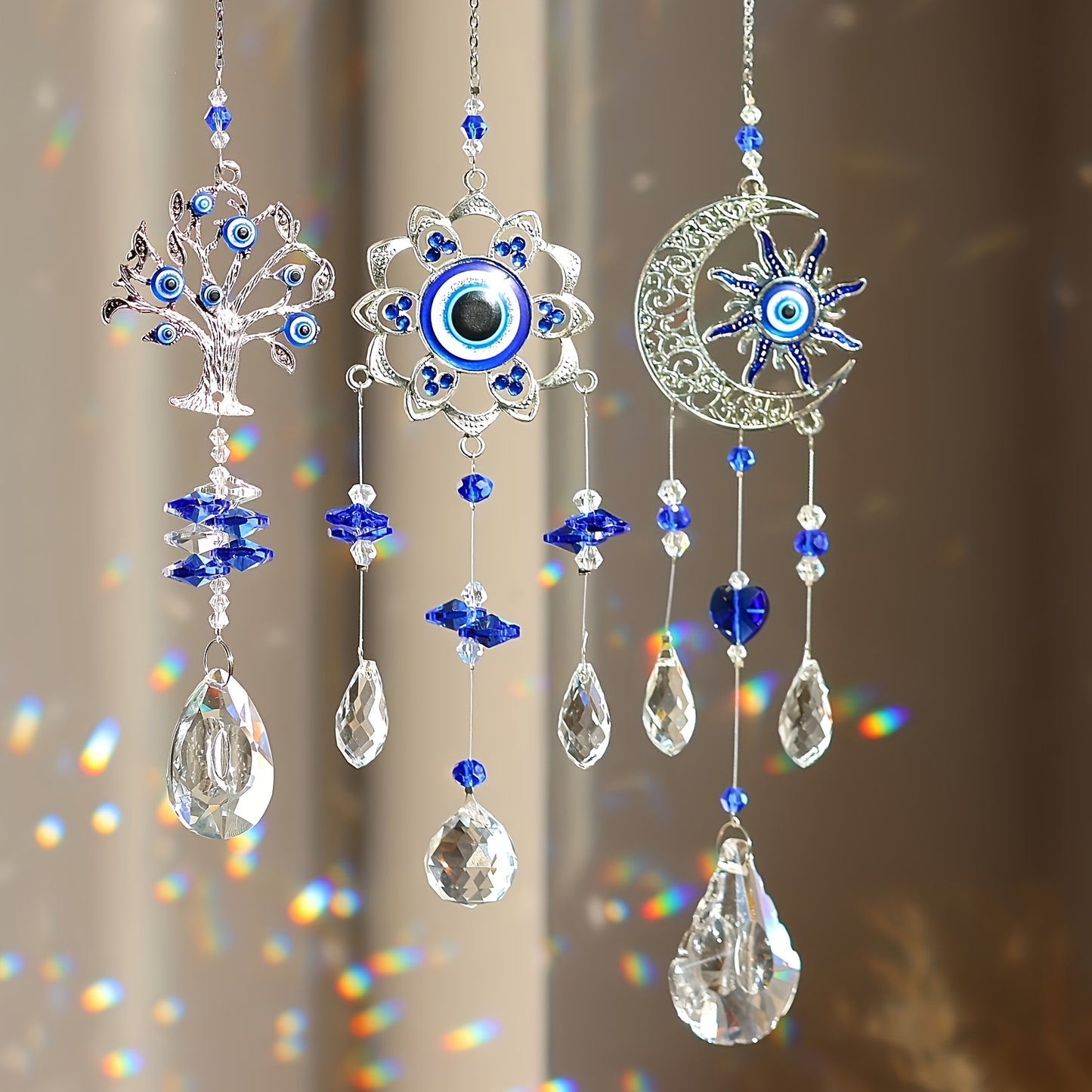 3pc Evil Eye Crystal Sun Capture Pendant Suitable for Home Window Decoration and Garden Hanging Decoration - Image 7