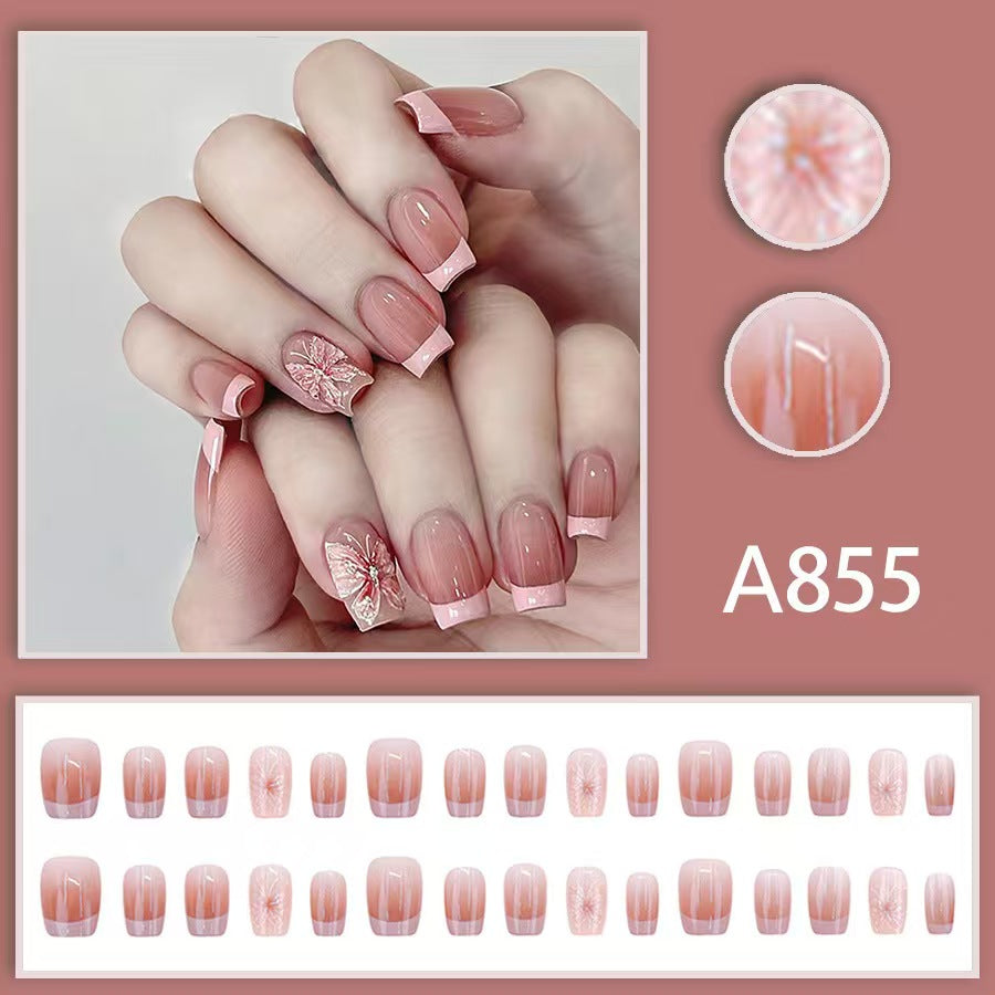 12 boxes / 288 pieces, white light luxury fashion French ins style flash sweet cool simple empress spicy girl new spring wear nail set - Image 2