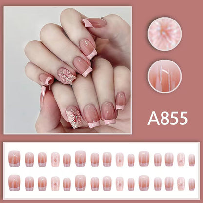 12 boxes / 288 pieces, white light luxury fashion French ins style flash sweet cool simple empress spicy girl new spring wear nail set - Image 2