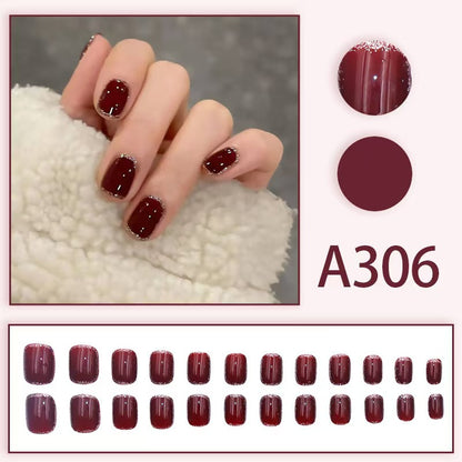 12 boxes / 288 pieces, white light luxury fashion French ins style flash sweet cool simple empress spicy girl new spring wear nail set - Image 3