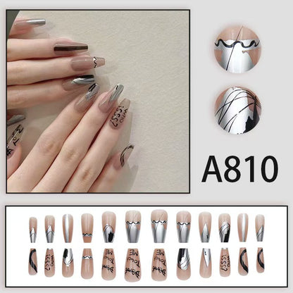 12 boxes / 288 pieces, white light luxury fashion French ins style flash sweet cool simple empress spicy girl new spring wear nail set - Image 4