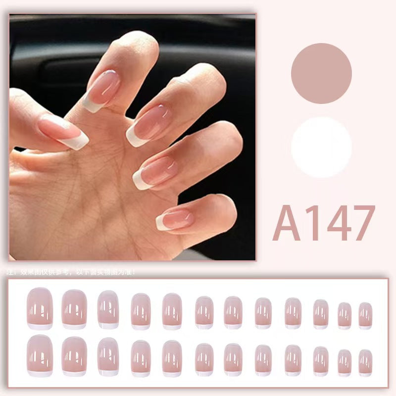12 boxes / 288 pieces, white light luxury fashion French ins style flash sweet cool simple empress spicy girl new spring wear nail set - Image 5