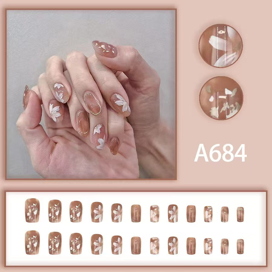 12 boxes / 288 pieces, white light luxury fashion French ins style flash sweet cool simple empress spicy girl new spring wear nail set - Image 6