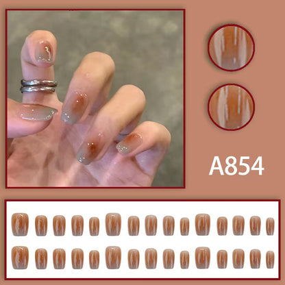 12 boxes / 288 pieces, white light luxury fashion French ins style flash sweet cool simple empress spicy girl new spring wear nail set - Image 7