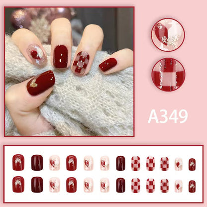 12 boxes / 288 pieces, white light luxury fashion French ins style flash sweet cool simple empress spicy girl new spring wear nail set - Image 9
